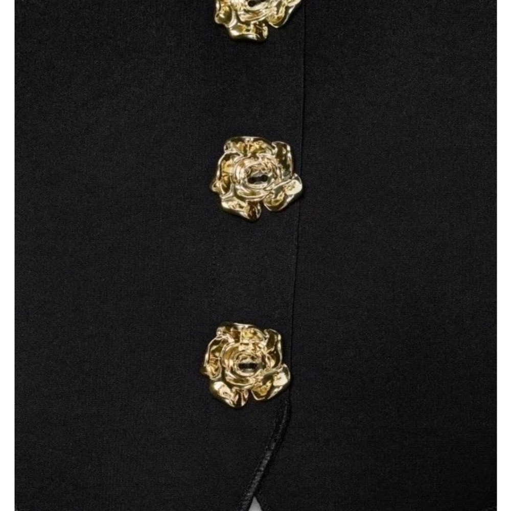 Zara Black Puff-Sleeve Button-Front Blouse - Picture 6 of 9